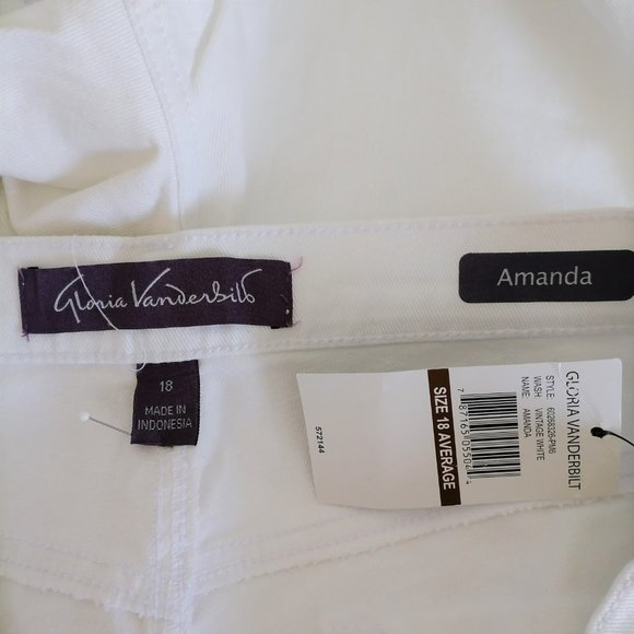 NWT Gloria Vanderbilt Womens White Ultra Stretch Slimmimg Amanda Jeans Size 18 - Picture 5 of 7